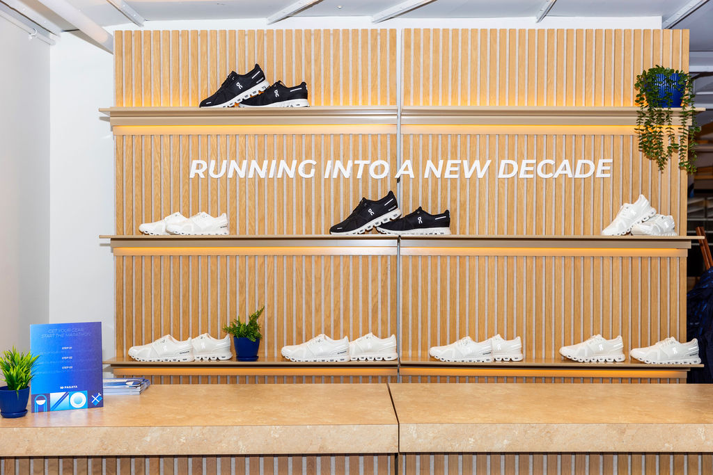 Branded shoe wall